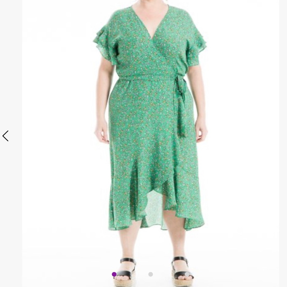 Max Studio,  Ruffle Sleeve, Wrap Dress 2x